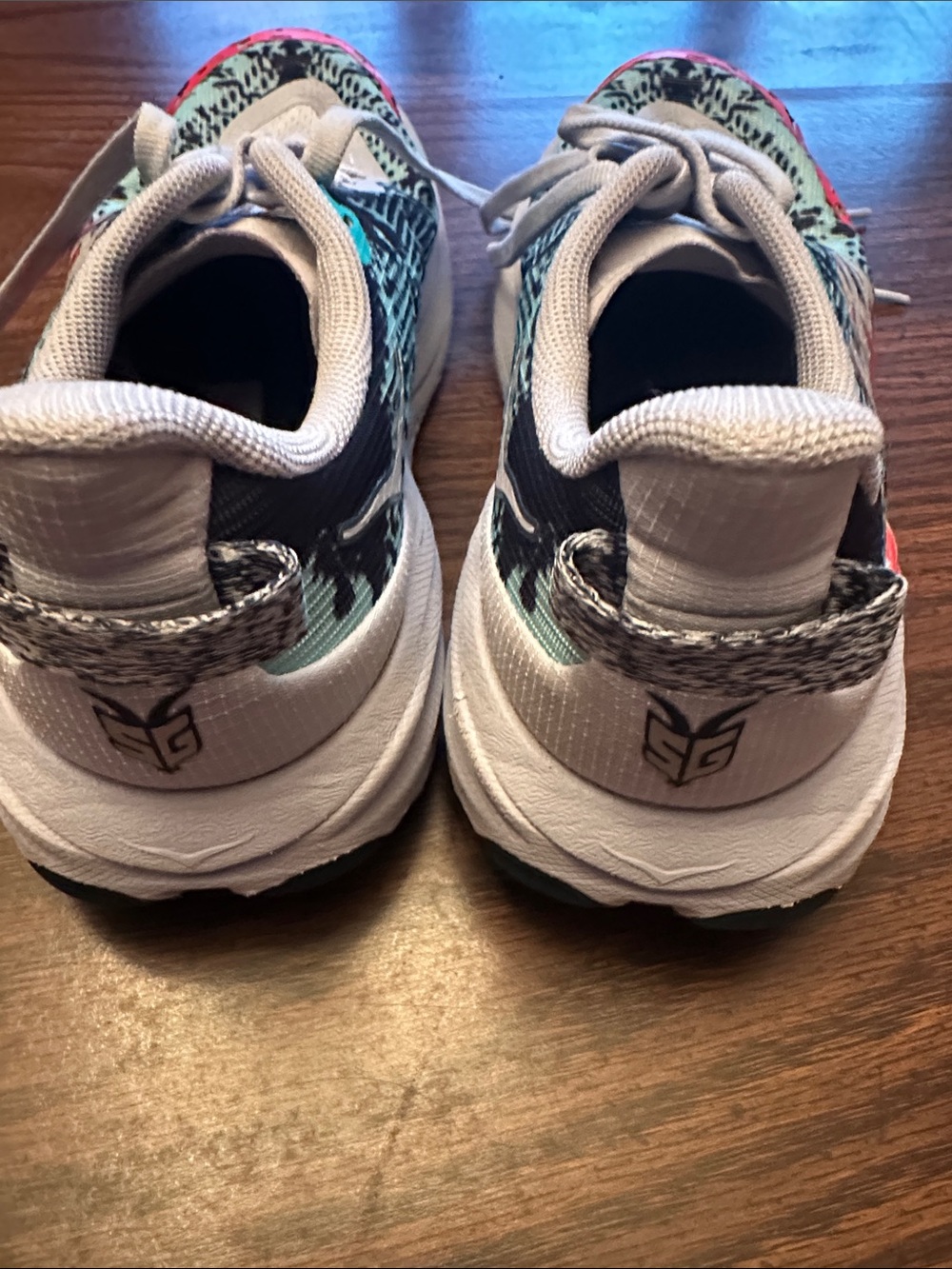 Hoka White Teal Floral Running Shoe - Picture 3 of 10